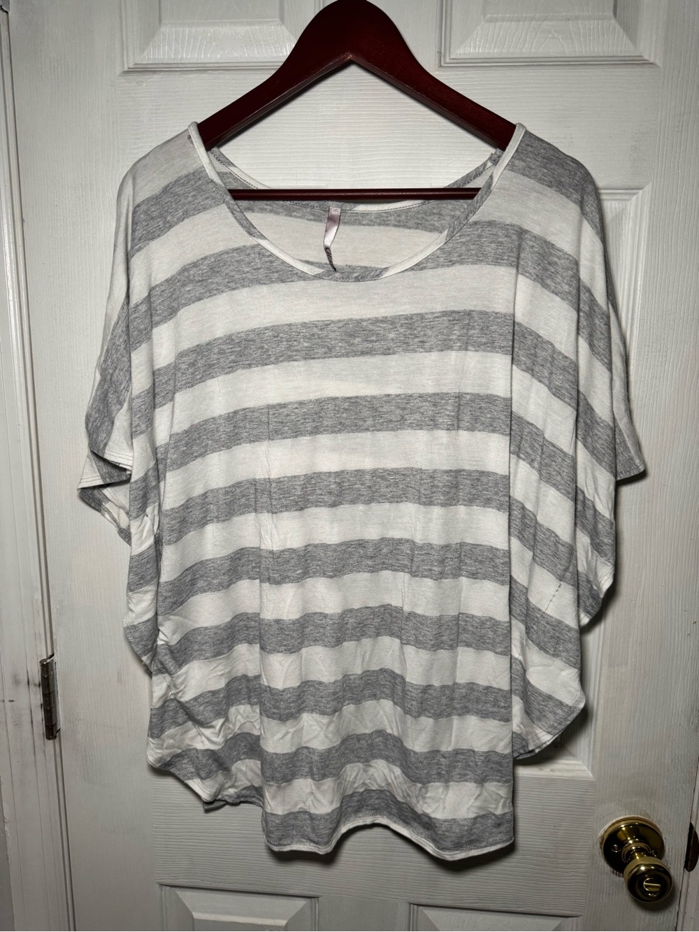 Cielo Gray & White Striped Short Sleeve Top